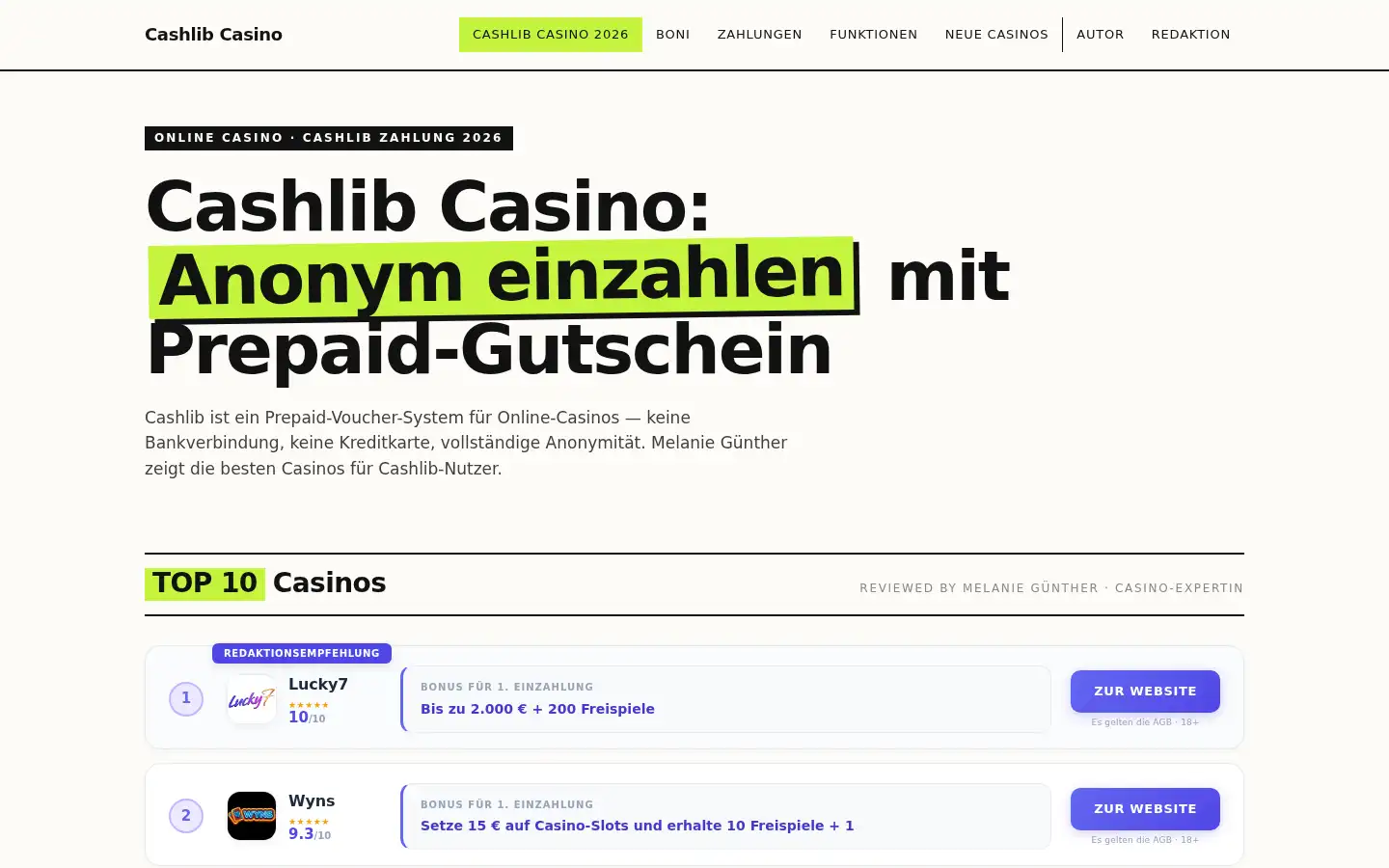 Screenshot of casinocashlib.net