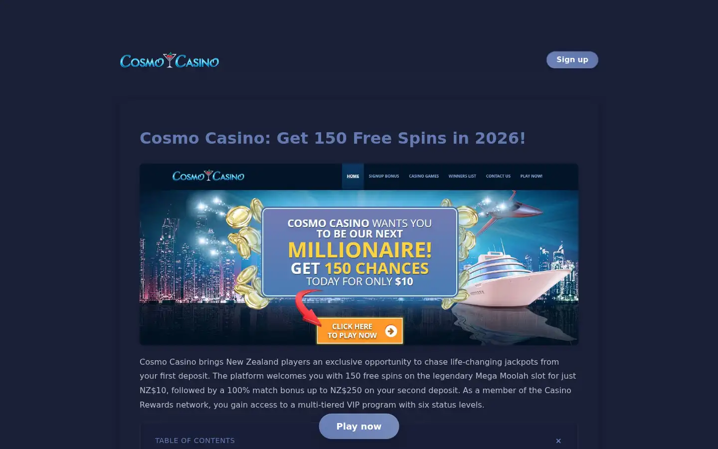 Screenshot of casinocosmo.co.nz