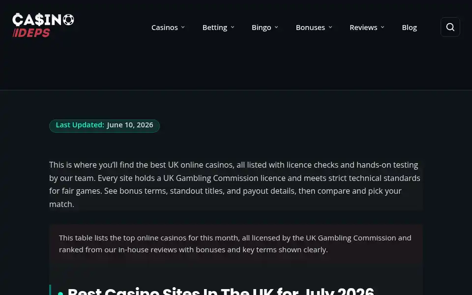 Screenshot of casinodeps.co.uk