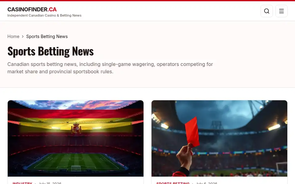 Screenshot of casinofinder.ca