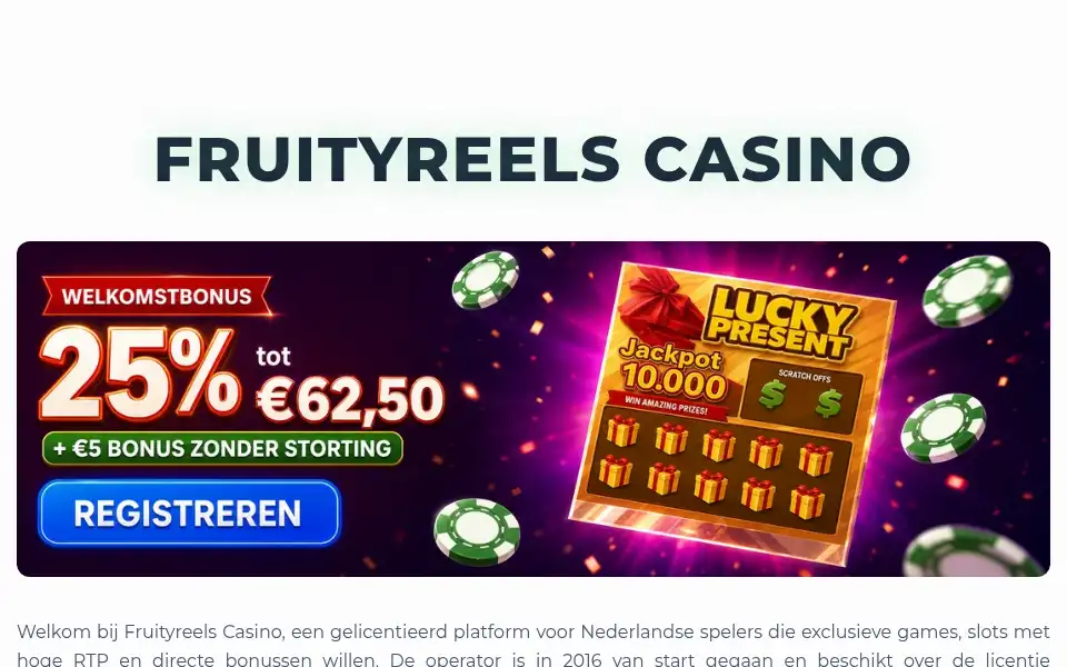 Screenshot of casinofruityreels.nl