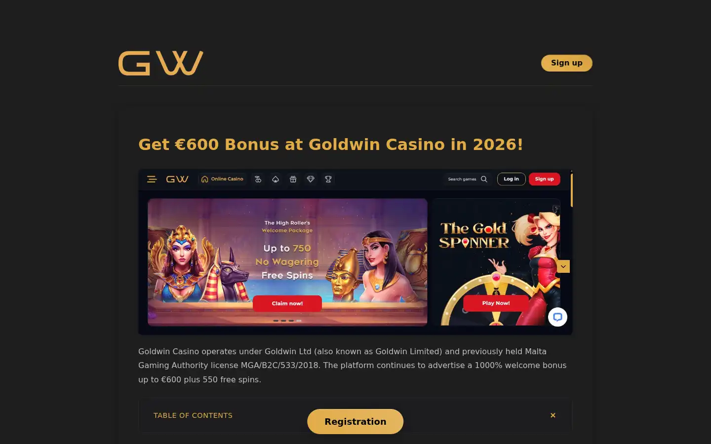 Screenshot of casinogoldwin.uk