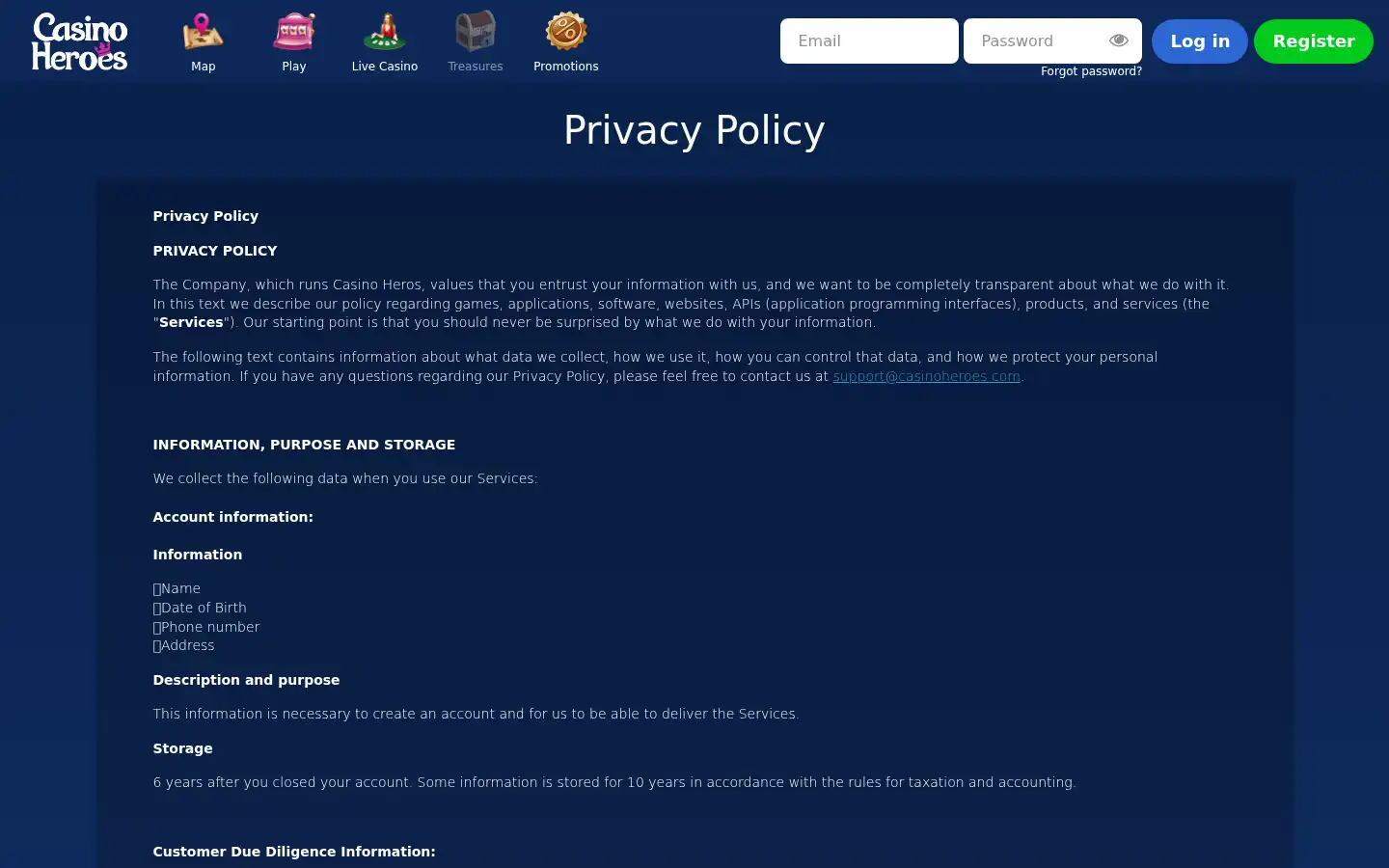 Screenshot of casinoheroes.com