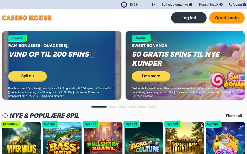 Screenshot of casinohouse.dk