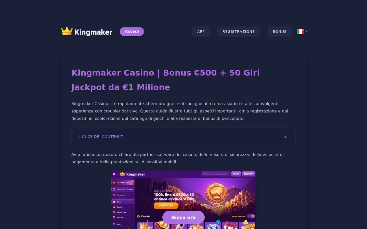 Screenshot of casinokingmaker.it.com
