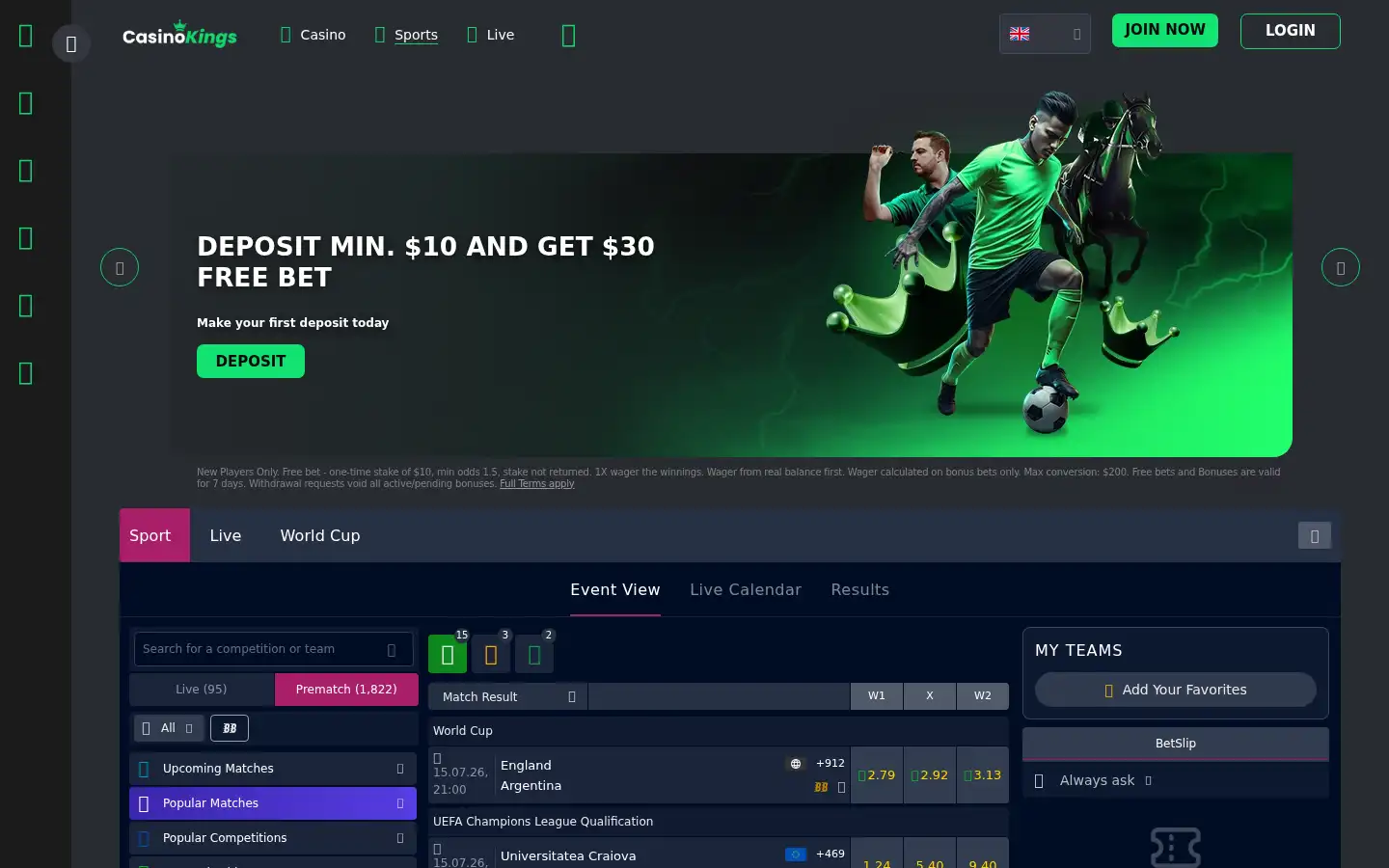Screenshot of casinokings.com