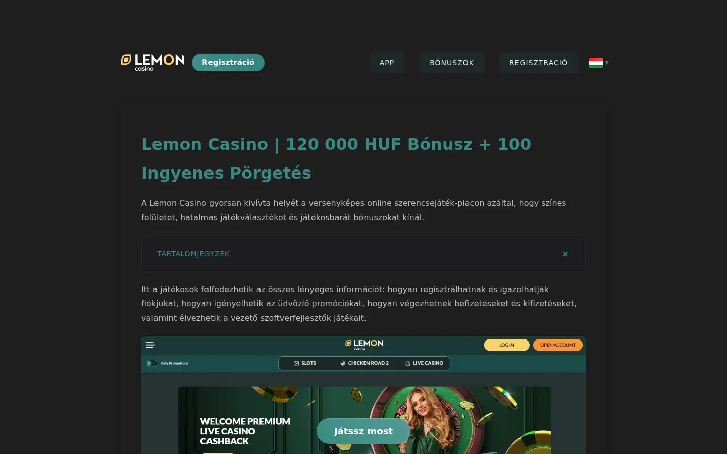 Screenshot of casinolemon-hu.com