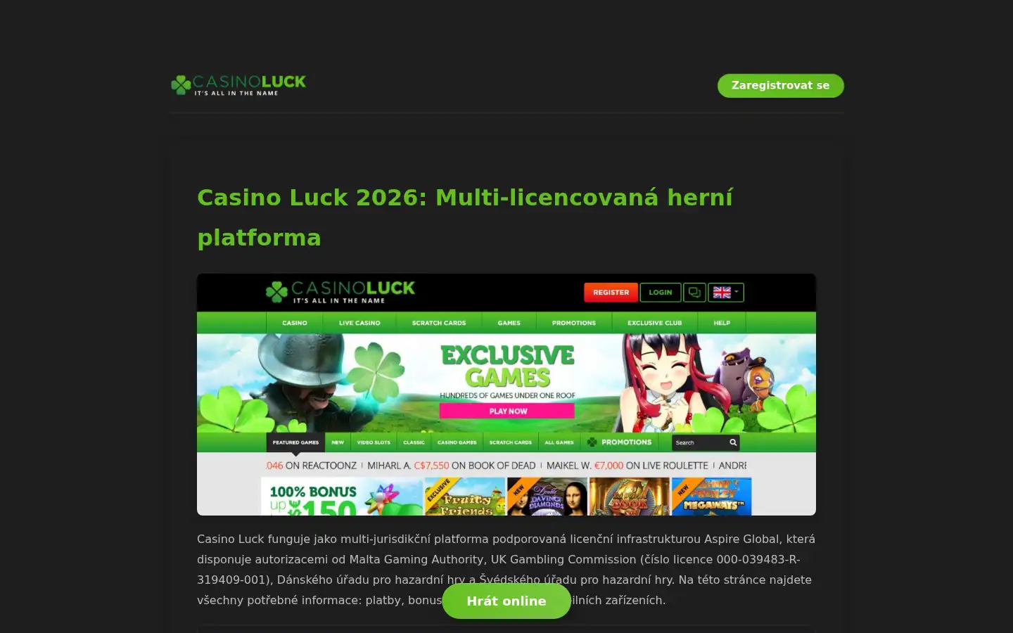 Screenshot of casinoluck.cz