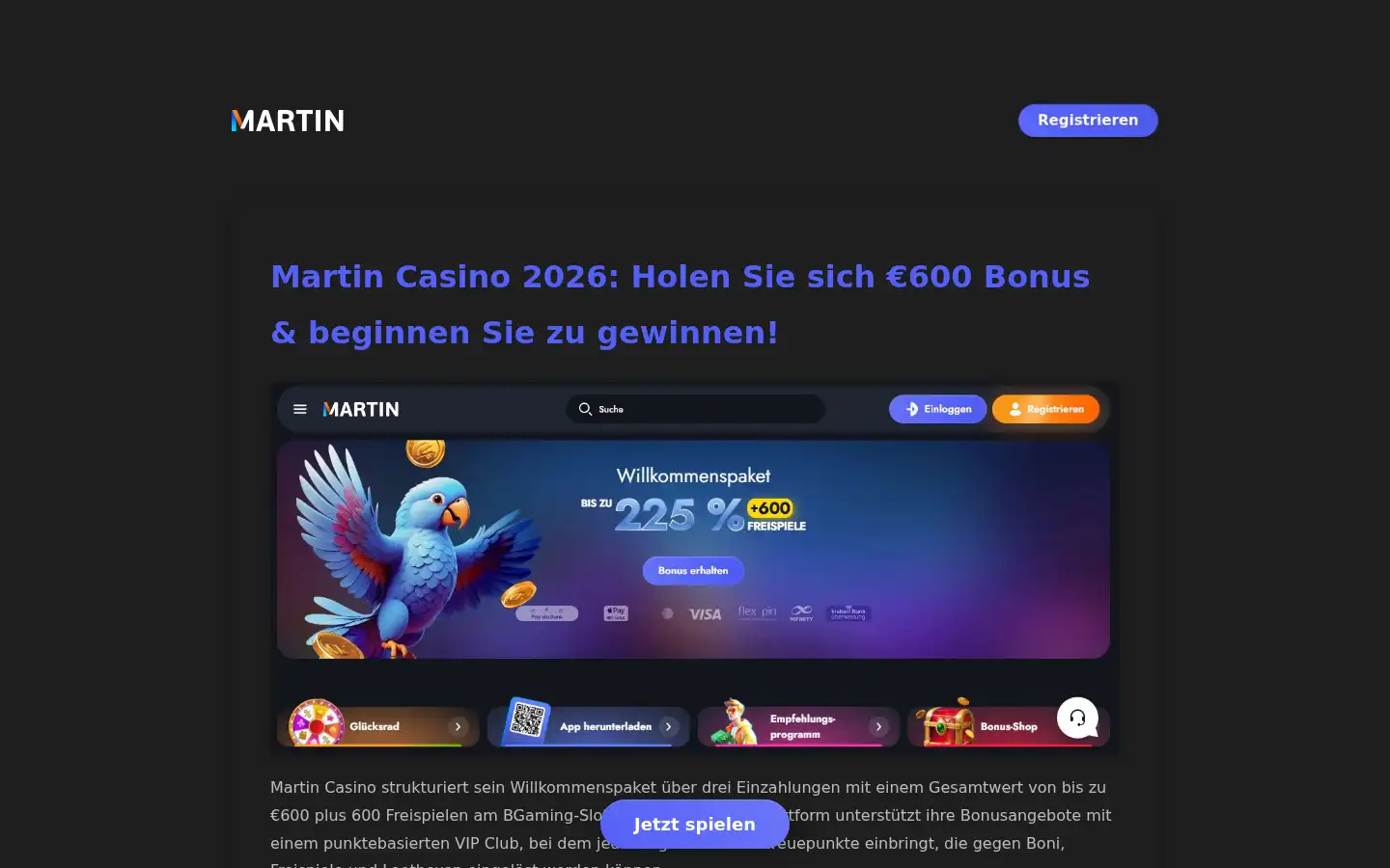 Screenshot of casinomartin.com.de
