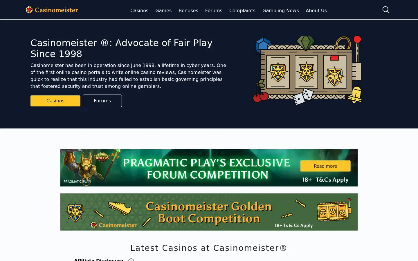 Screenshot of casinomeister.com