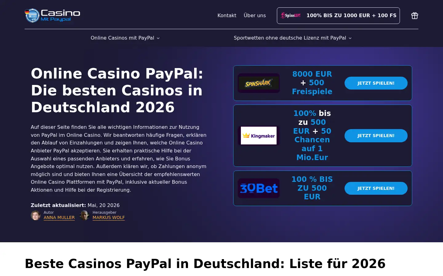 Screenshot of casinomitpaypal.org