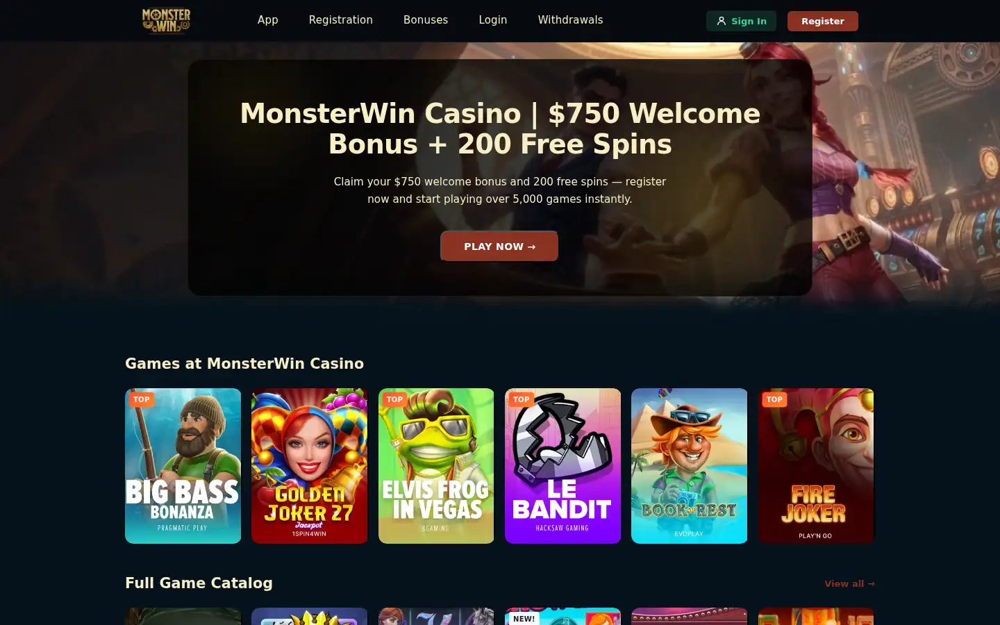 Screenshot of casinomonsterwin.ca