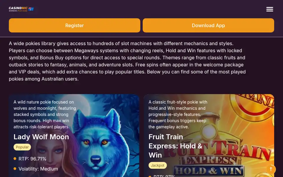 Screenshot of casinonic-slots.com