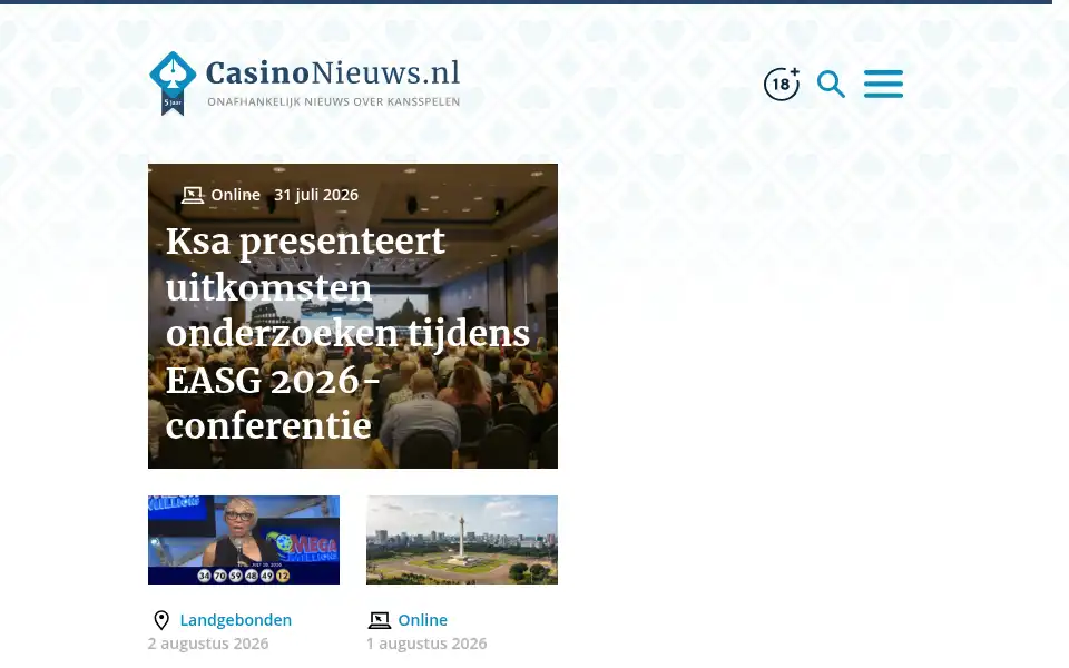 Screenshot of casinonieuws.nl