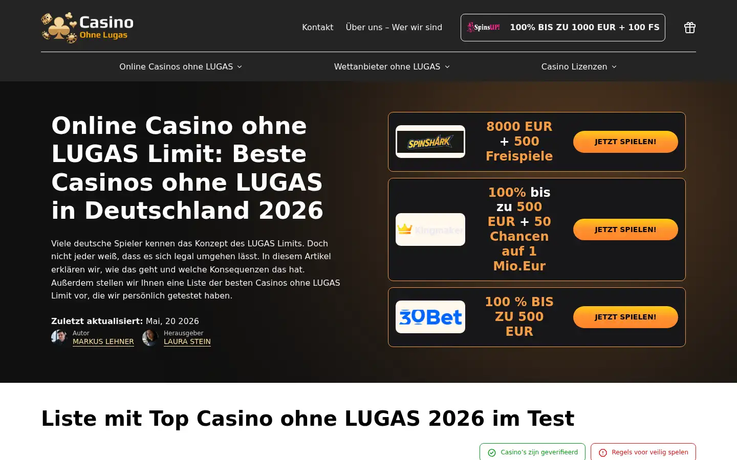 Screenshot of casinoohnelugas.org