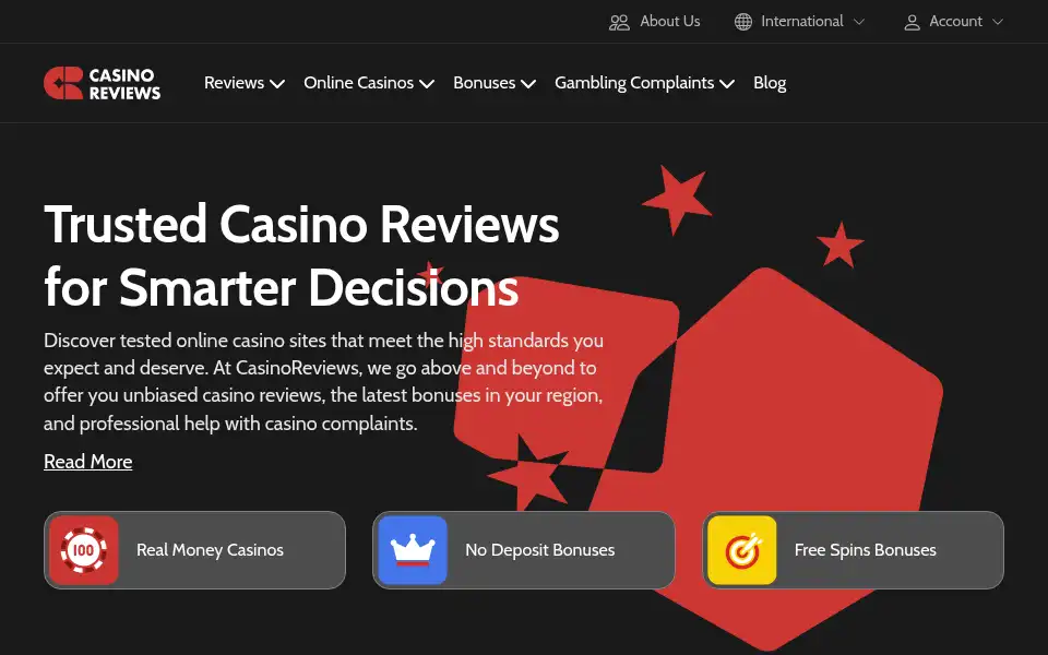 Screenshot of casinoreviews.com