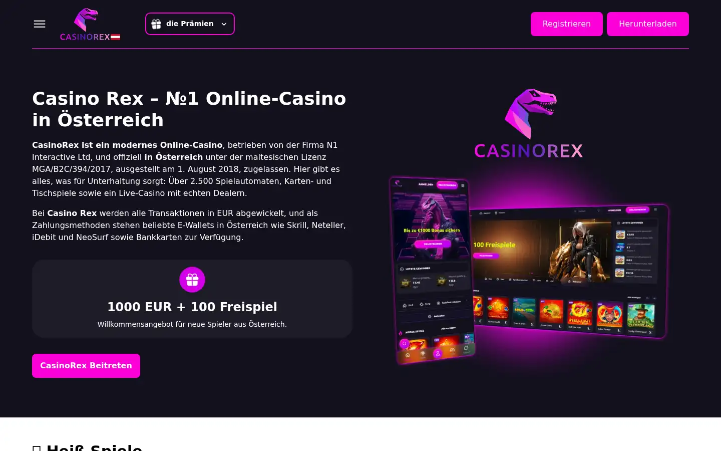 Screenshot of casinorex.bet
