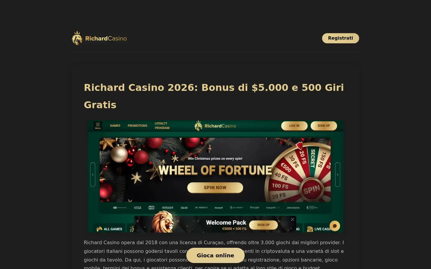 Screenshot of casinorichard.it.com