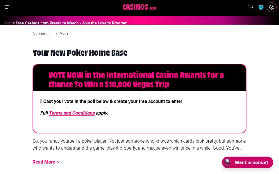 Screenshot of casinos.com