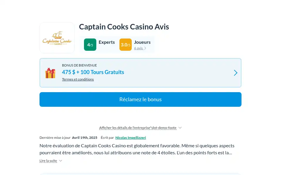 Screenshot of casinosfiables.ca