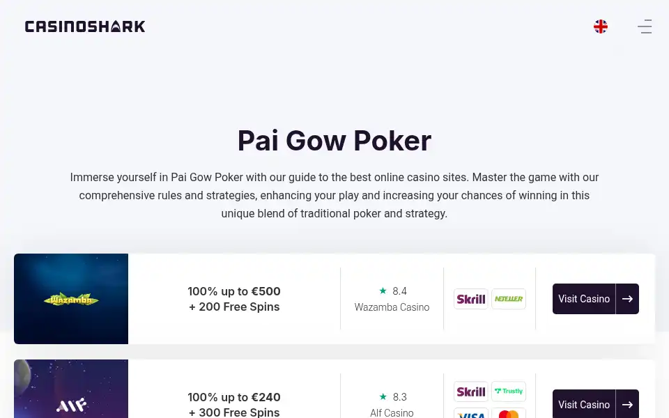 Screenshot of casinoshark.se