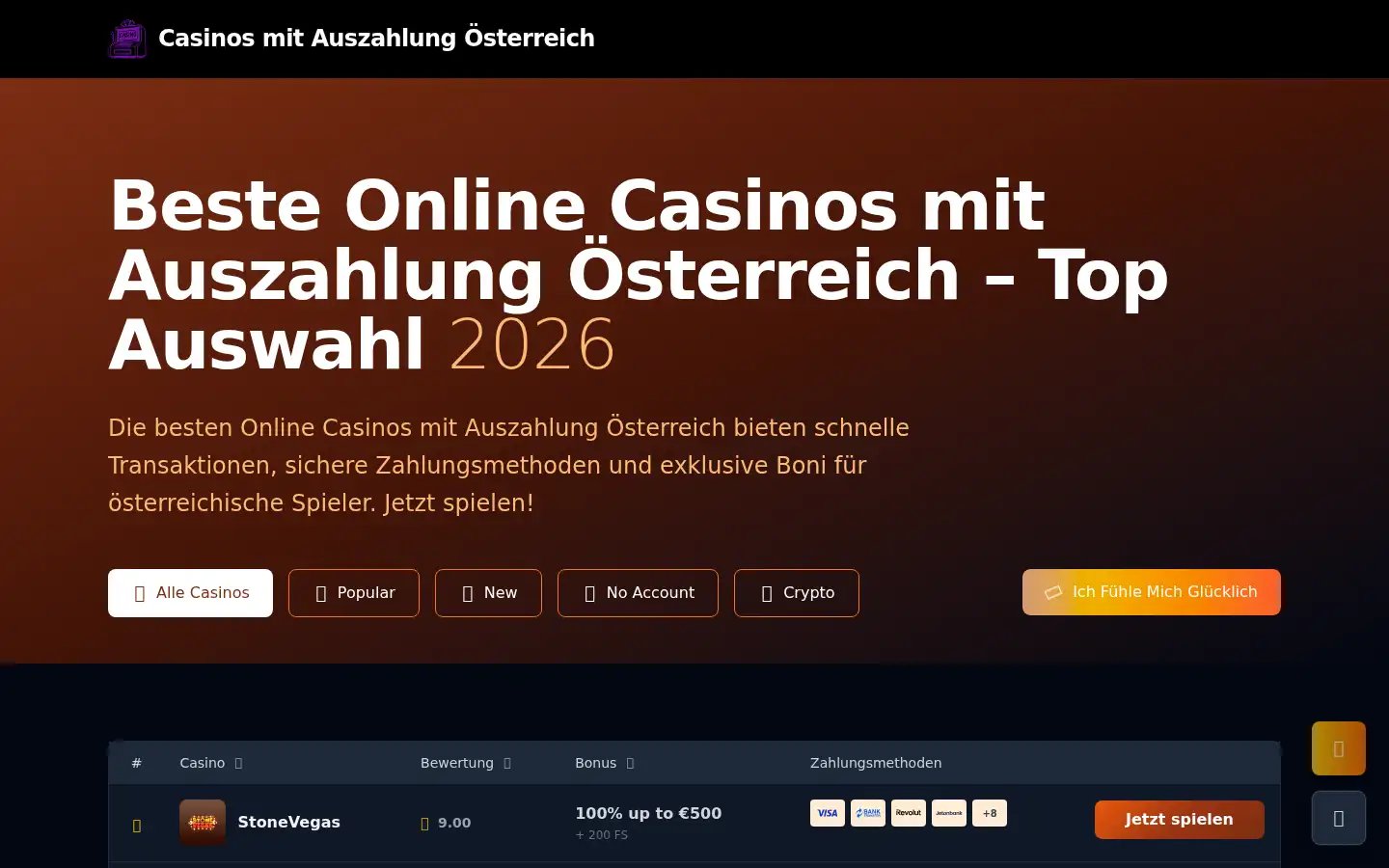 Screenshot of casinosmitauszahlung.at