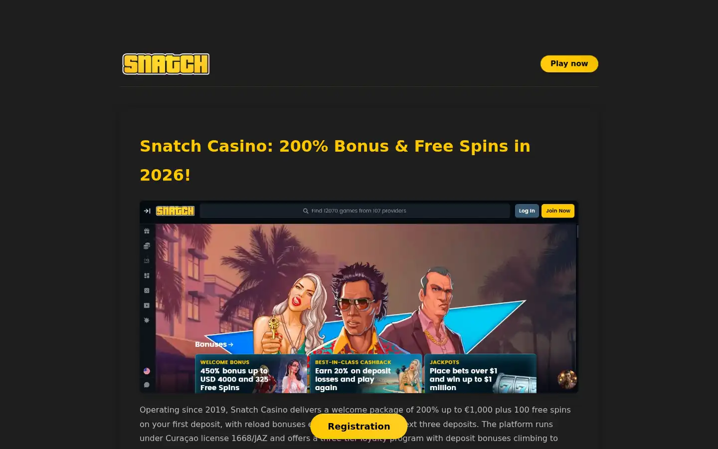 Screenshot of casinosnatch.co.uk