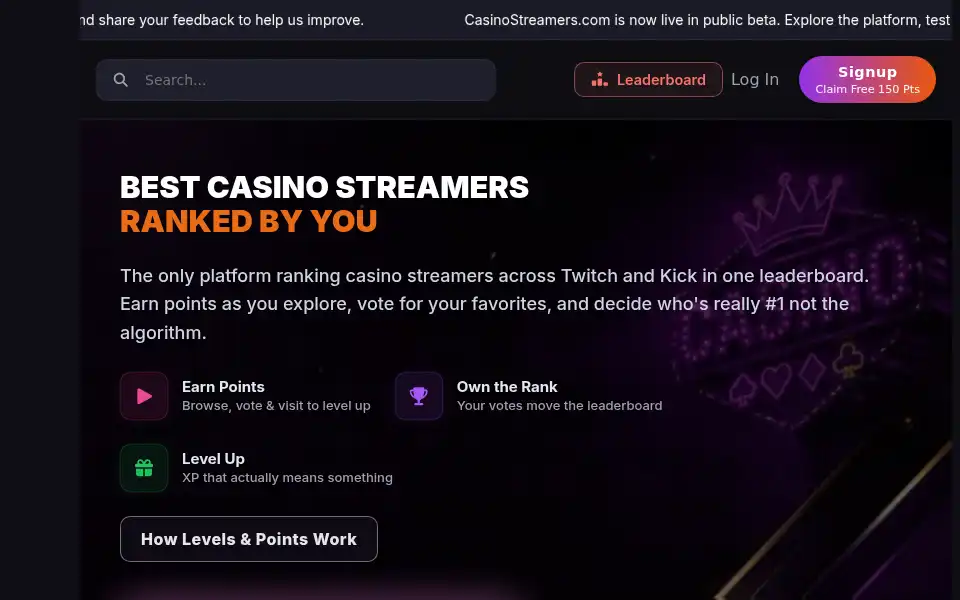Screenshot of casinostreamers.com