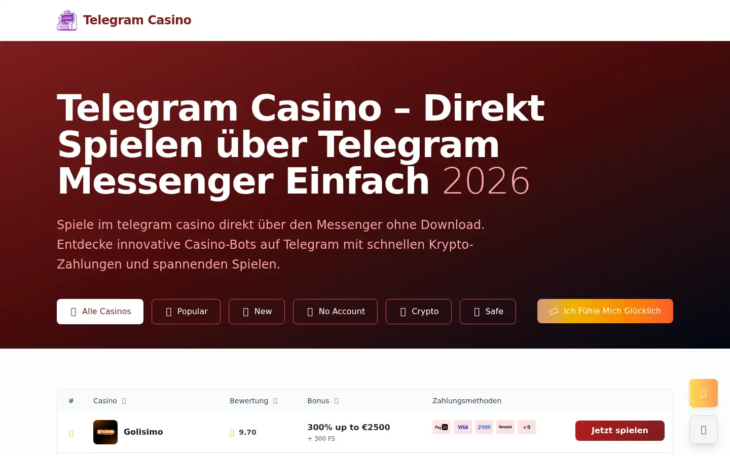 Screenshot of casinotelegram.de