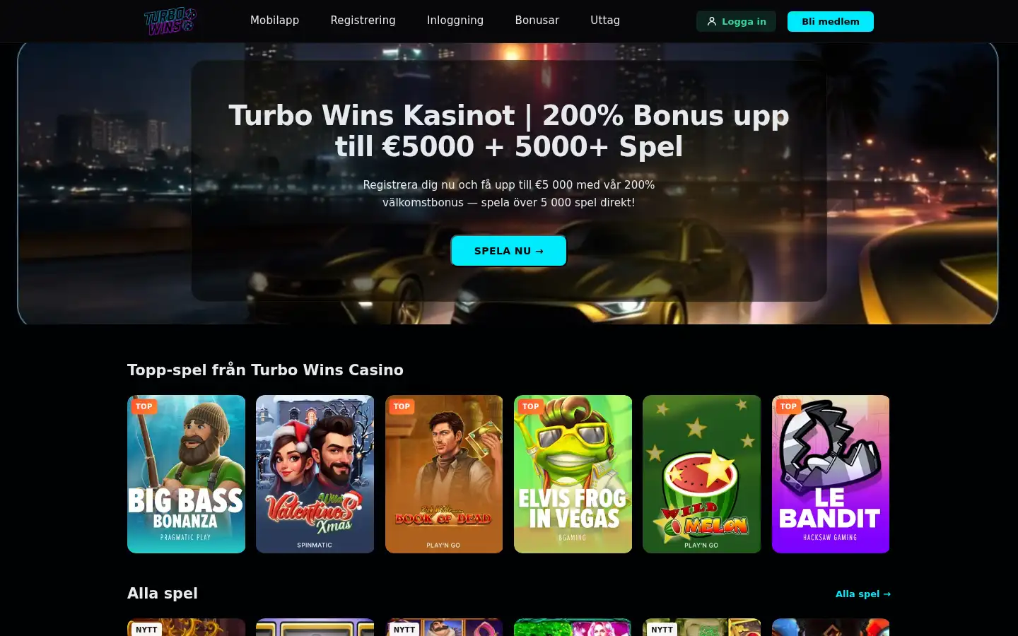 Screenshot of casinoturbowins.com.se