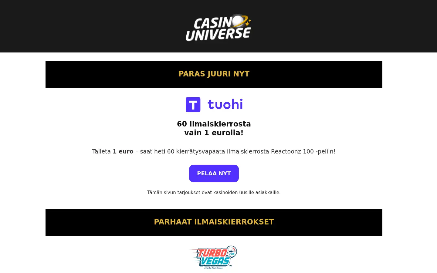 Screenshot of casinouniverse.com