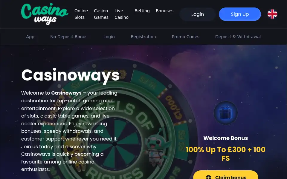 Screenshot of casinoways.co.com