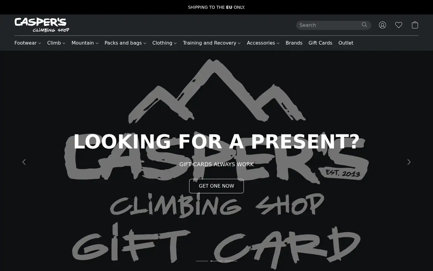 Screenshot of caspersclimbingshop.com