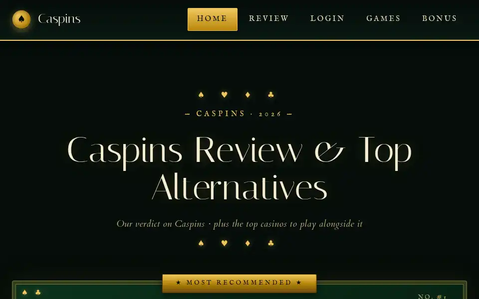 Screenshot of caspins.net