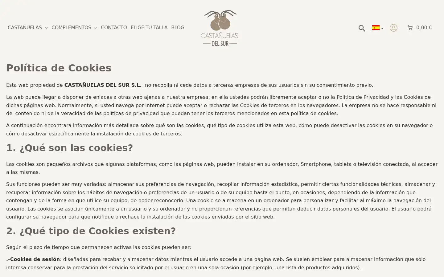 Screenshot of castanuelasdelsur.com
