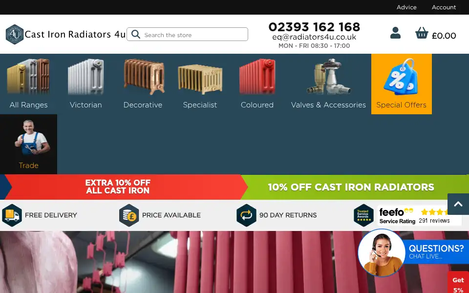 Screenshot of castironradiators4u.co.uk