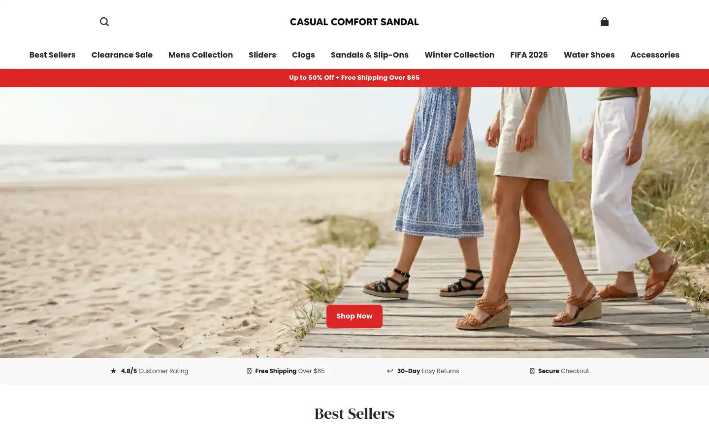 Screenshot of casualcomfortsandals.com