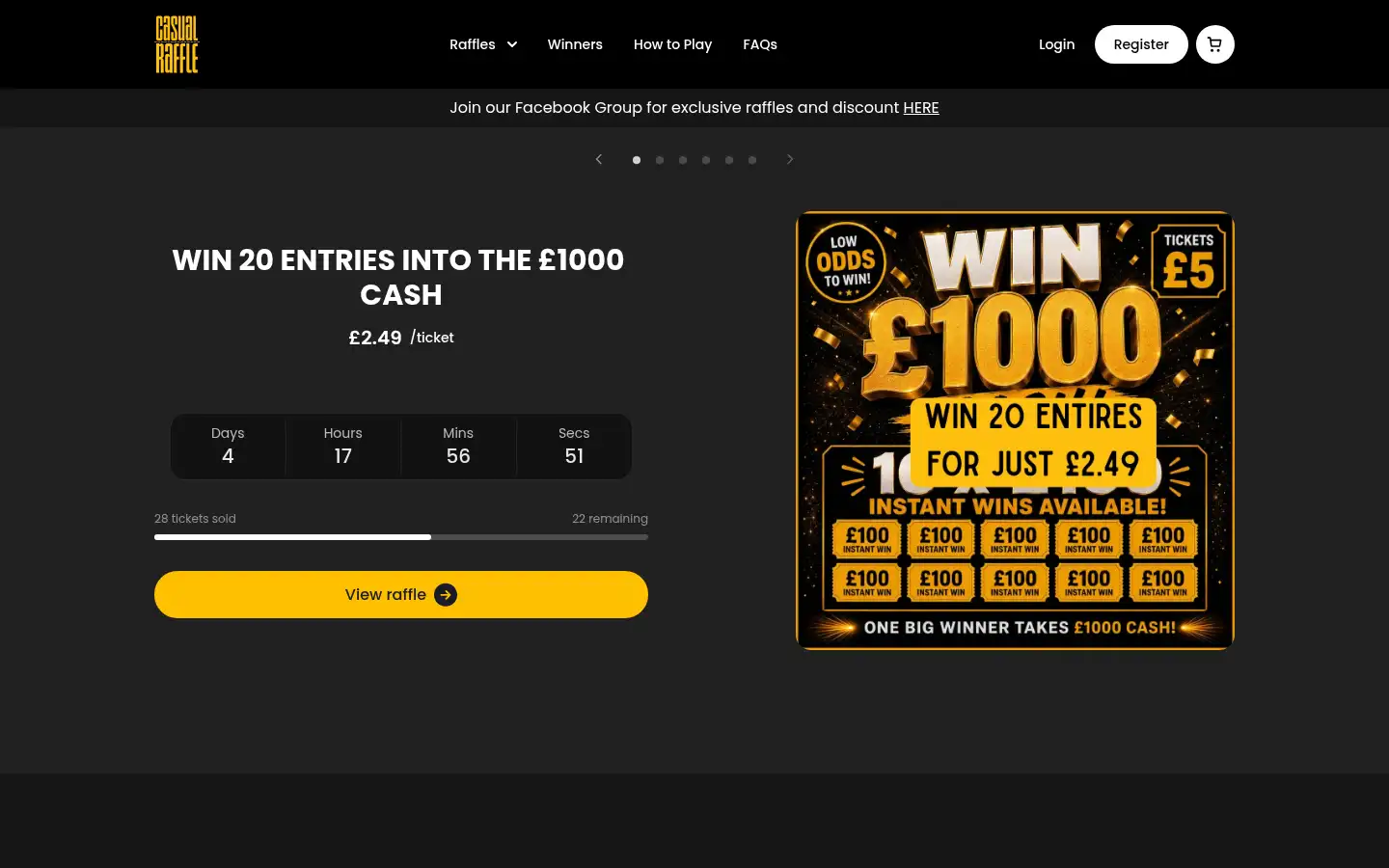 Screenshot of casualraffle.co.uk