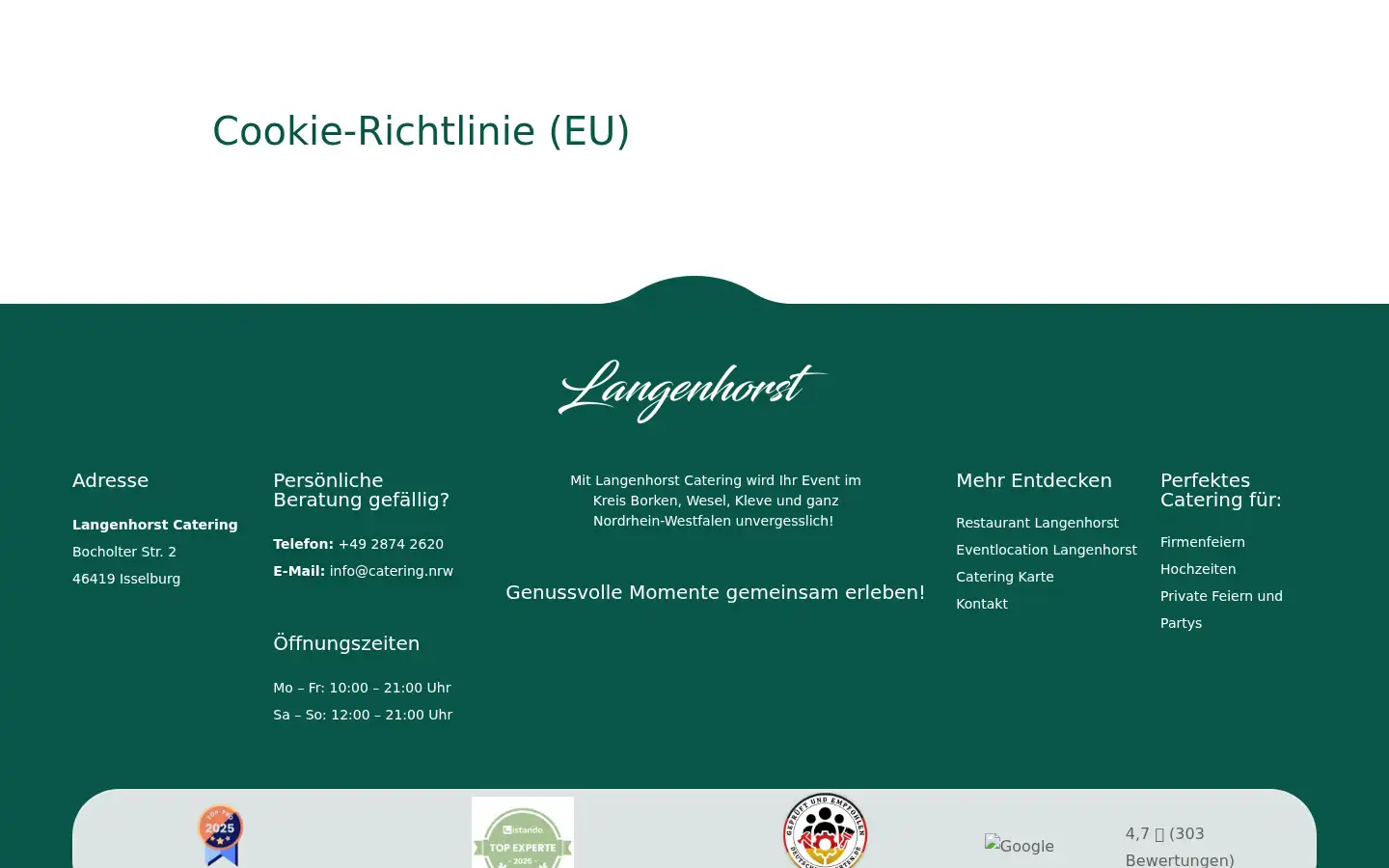 Screenshot of catering.nrw