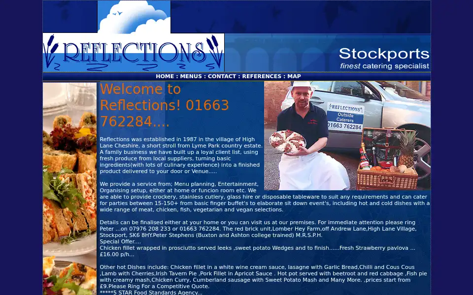 Screenshot of cateringbyreflections.co.uk