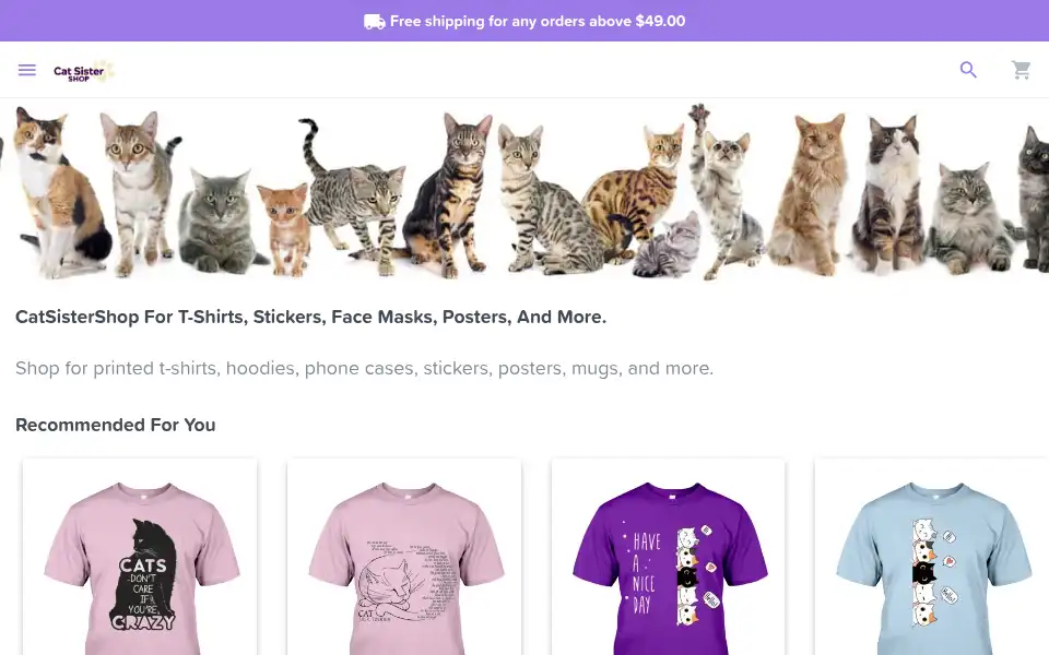 Screenshot of catsistershop.com