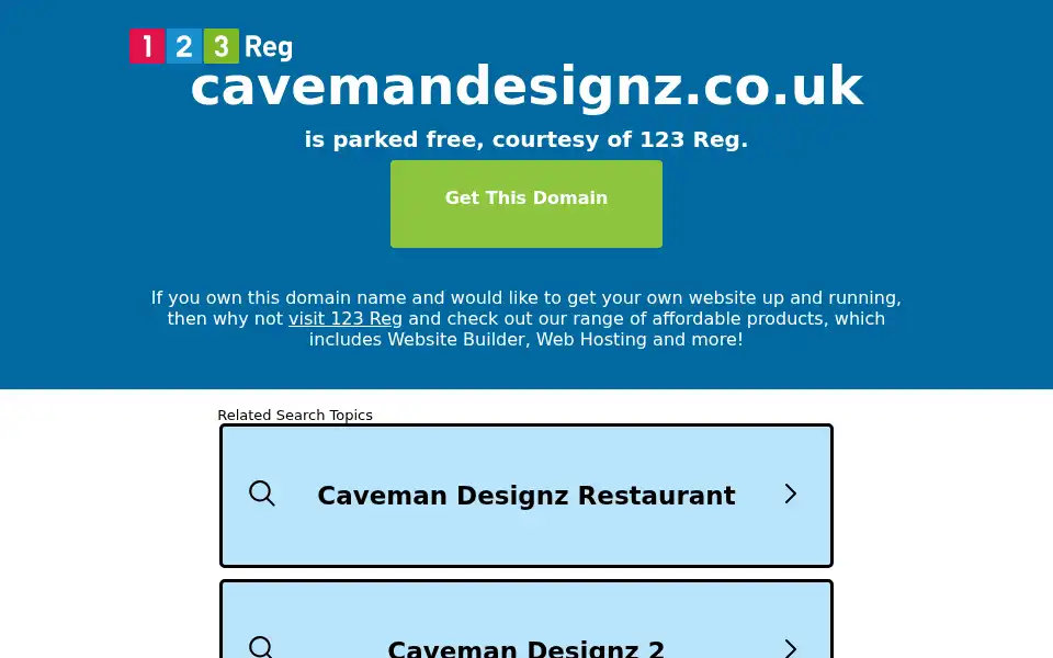 Screenshot of cavemandesignz.co.uk