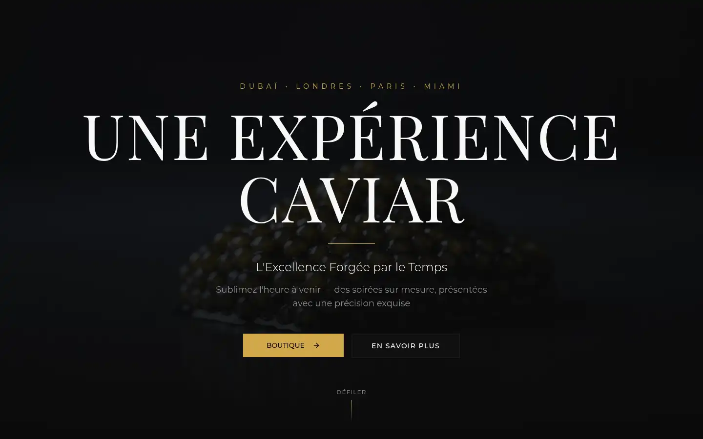 Screenshot of caviarexperiences.com