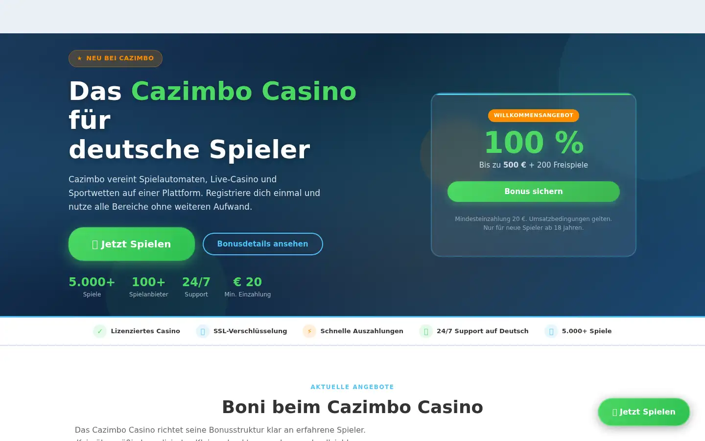 Screenshot of cazimbo.bet