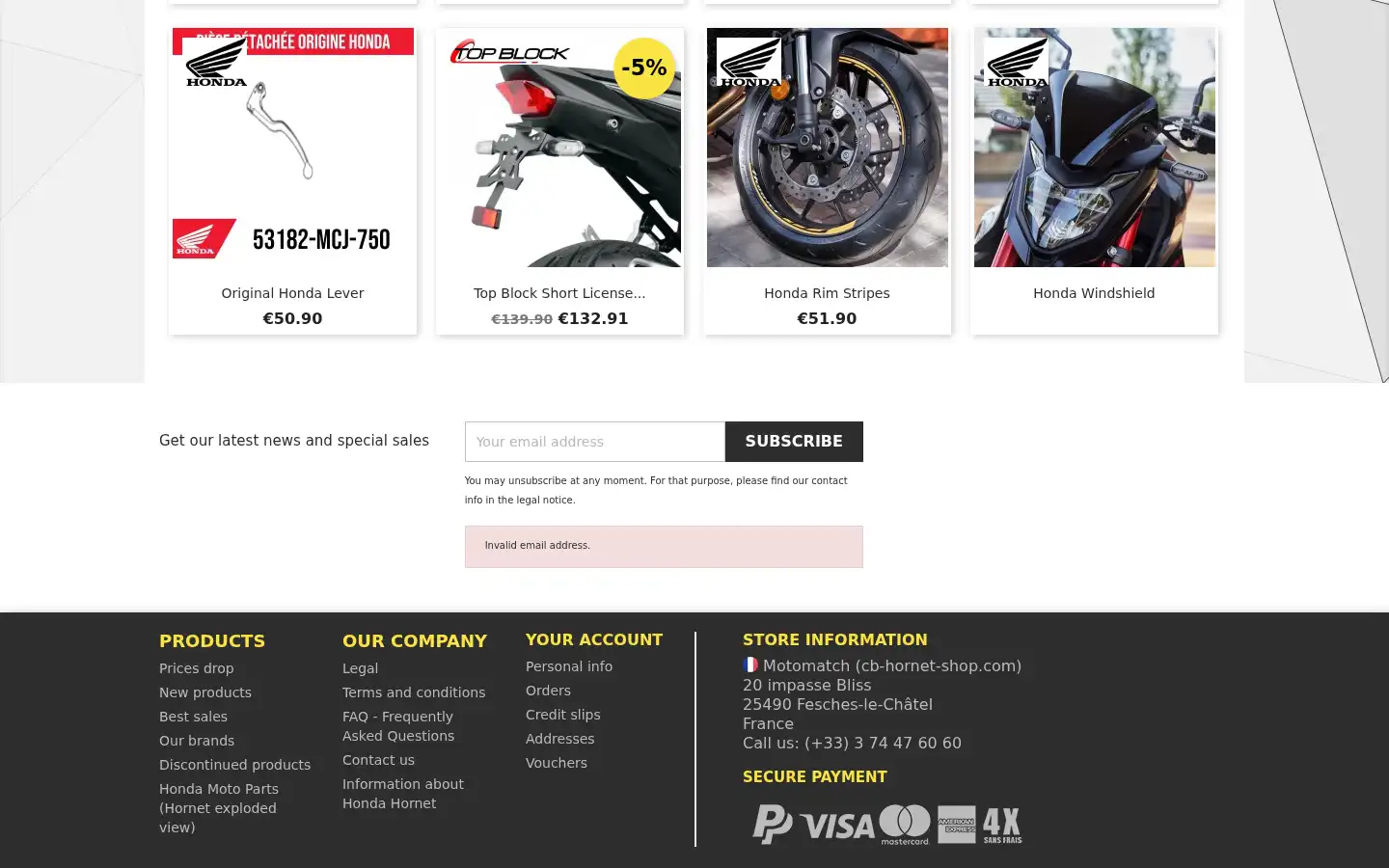Screenshot of cb-hornet-shop.com