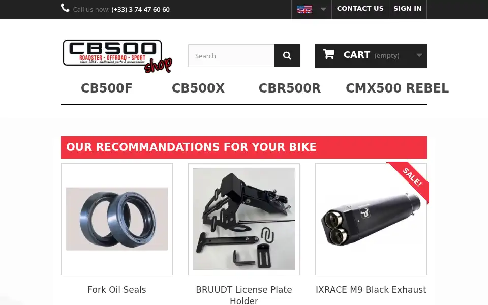 Screenshot of cb500shop.com