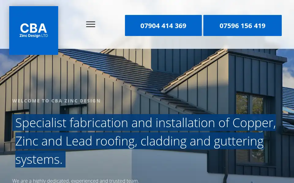 Screenshot of cbazincdesign.com