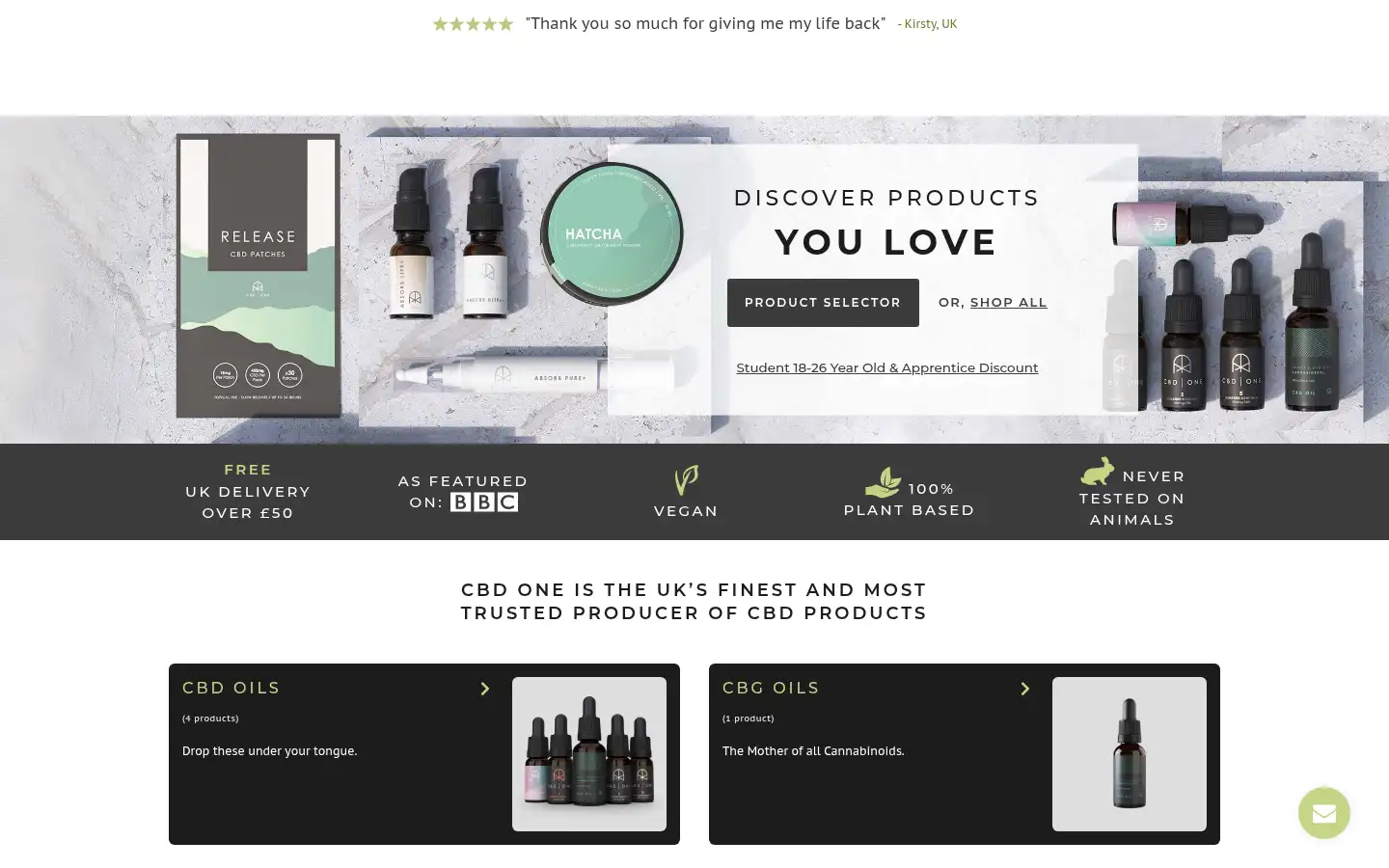 Screenshot of cbd-one.co.uk