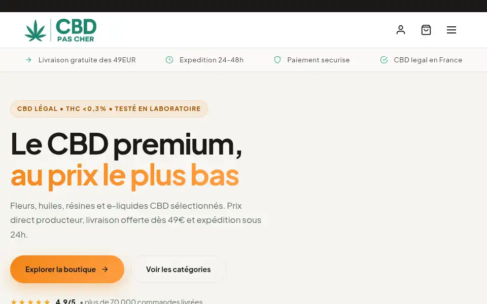 Screenshot of cbdpascher.fr