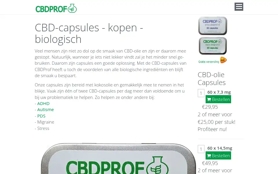 Screenshot of cbdprof.nl